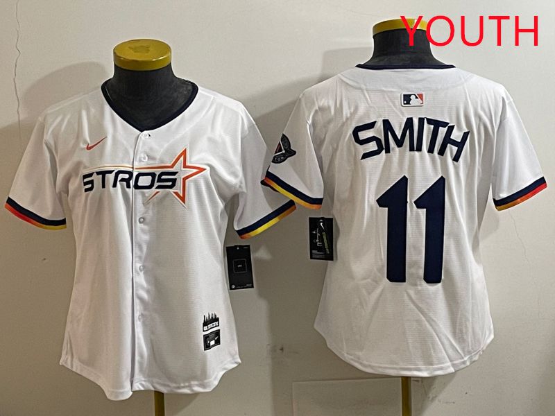 Youth Houston Astros #11 Smith White three generations Joint Name Nike 2025 MLB Jersey style 1